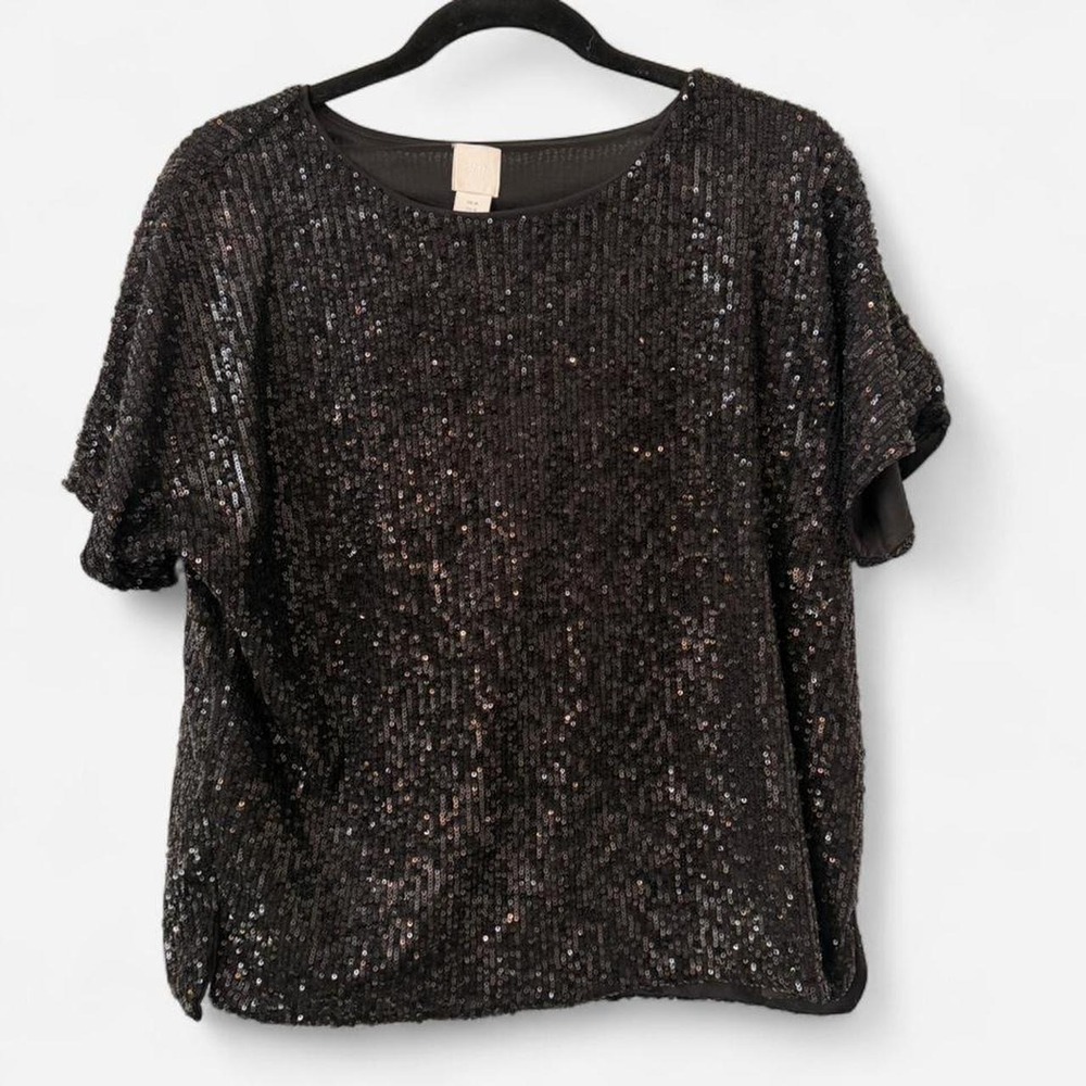 H&M Black sequin top. Size M #glamour #party #sequins 22" ptp